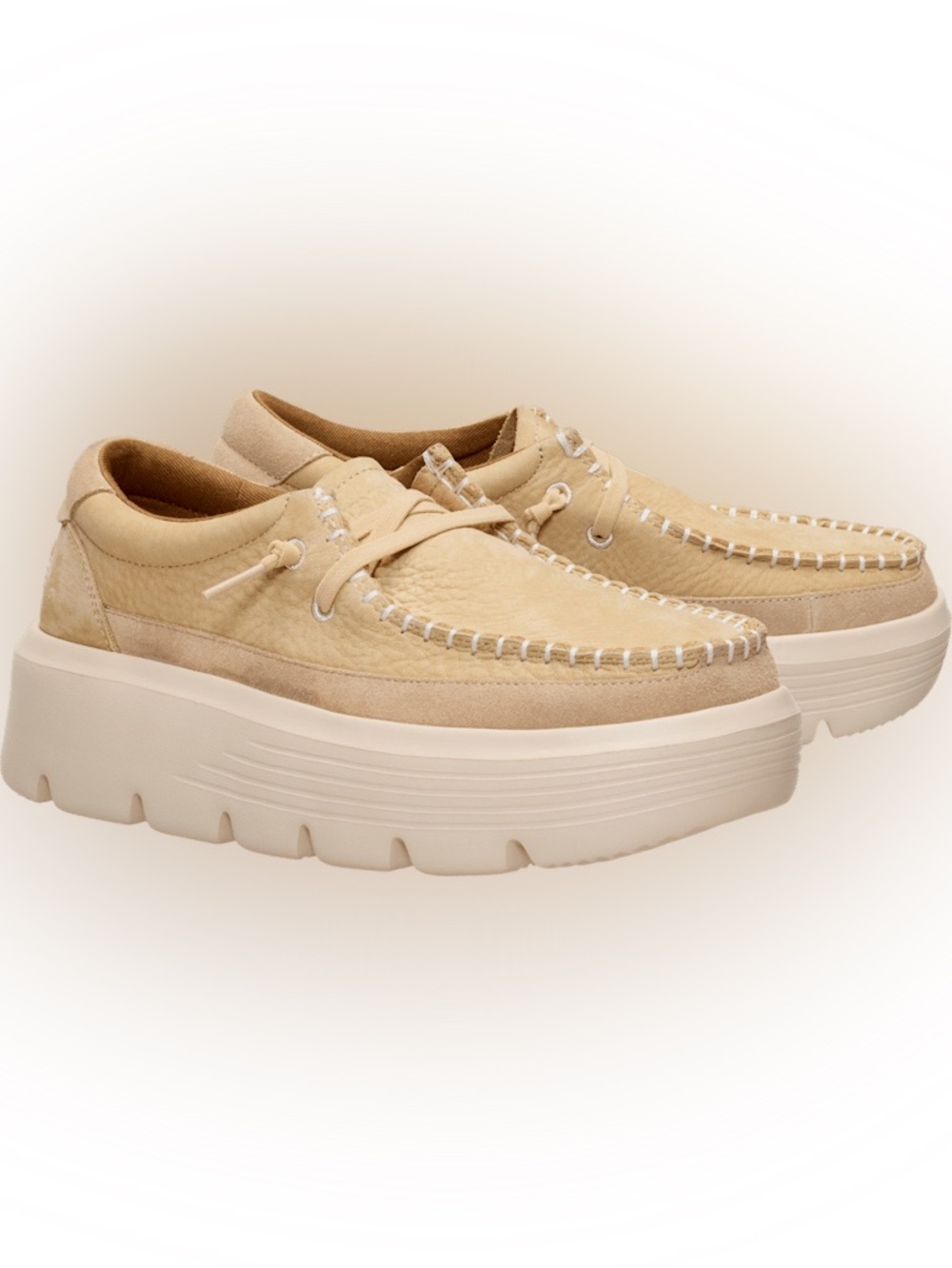 BRAND NEW Hey Dude platform Austin Edge Ox Nubuck Loafers in Tan SIZE 8 - Picture 14 of 15